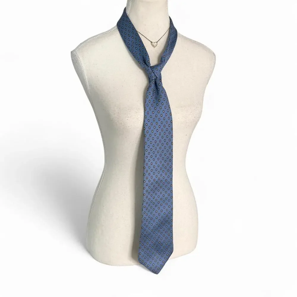 Brooks Brothers Blue Polka Dot Silk Tie Classic Mens Necktie
